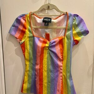 Collectif Multicolor Striped Short Sleeve Top